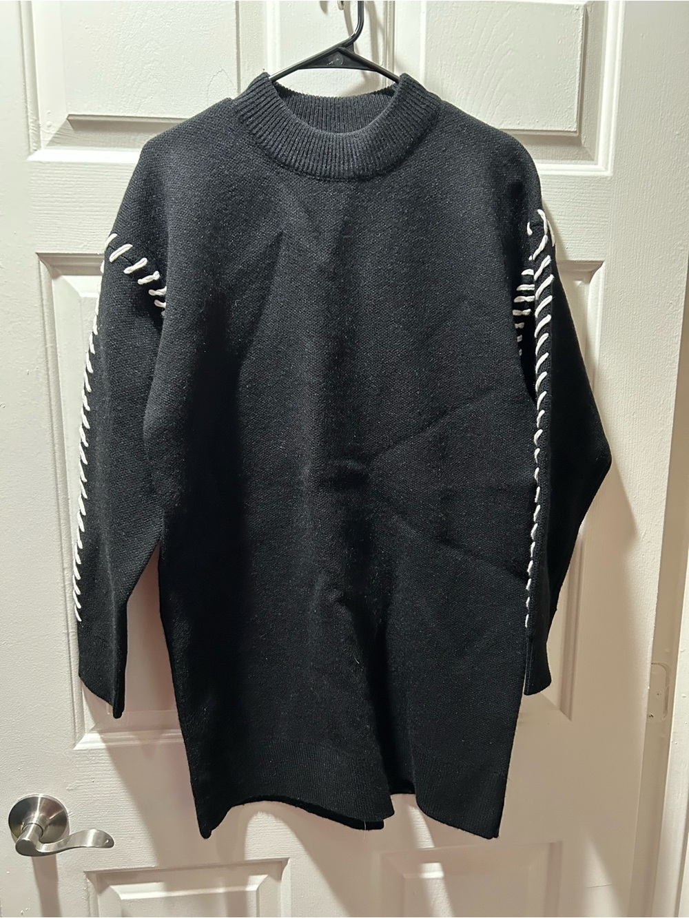 English Factory Women’s Black Ivory Whipstitched Knit Mini Dress Size Medium